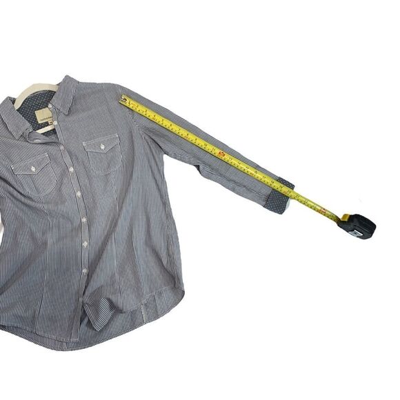 Denver Hayes Blue Grey Striped Button Down Shirt - Picture 10 of 10
